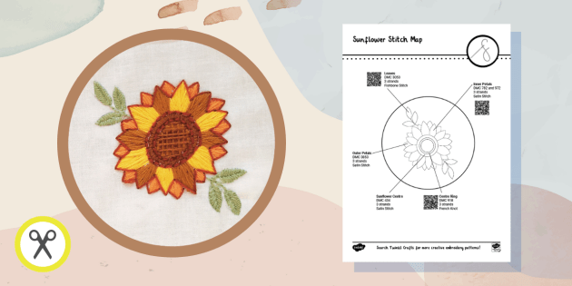 Daisy Flower Embroidery Pattern Printable PDF (Teacher-Made)