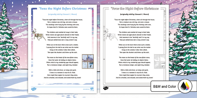 Twas The Night Before Christmas Lyrics - Twinkl