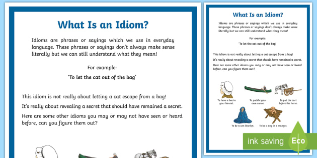 The idiom will show here. Read the idiom, discuss with the class, then  click enter to see the definition. Idioms Set 8: What Does This Mean? -  ppt download