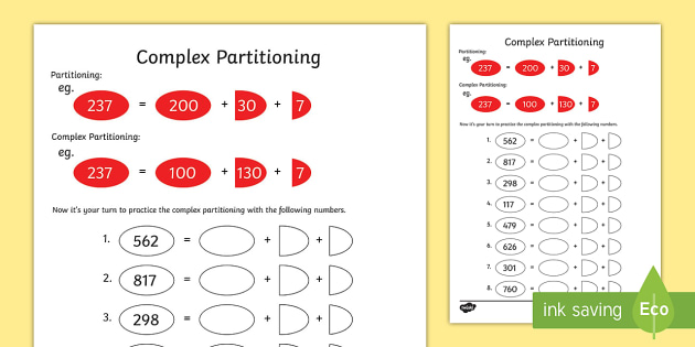 complex partitioning worksheet worksheet teacher made