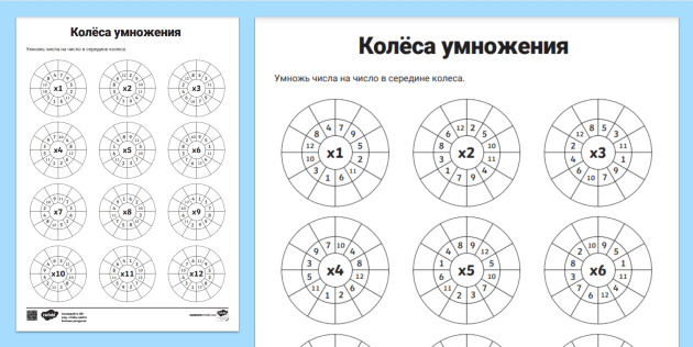 Развивающие и математические раскраски - Таблица умножения и деления.