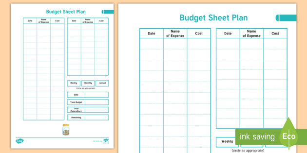 Home Educator Budget Sheet Plan (Teacher-Made) - Twinkl