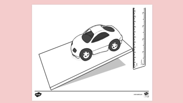 Car On Ramp Lesson FREE! - Car on Ramp with Ruler Colouring | Colouring Sheets