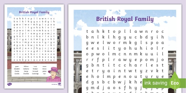 KS2 British Royal Family Word Search (teacher made)