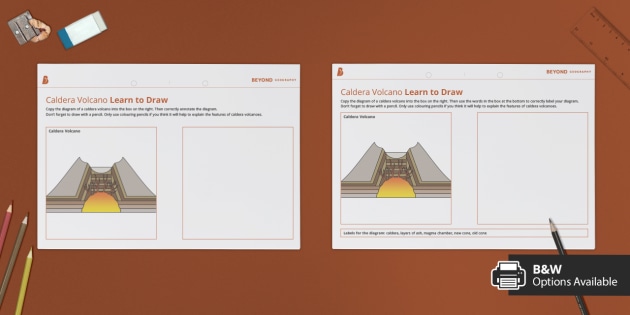 Caldera Vulkan Diagram GCSE Learn To Draw A Caldera Volcano