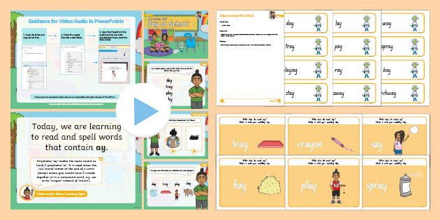 NZ Phonics: Level 5: Week 1: Lesson 2: 'ay' saying /ai/