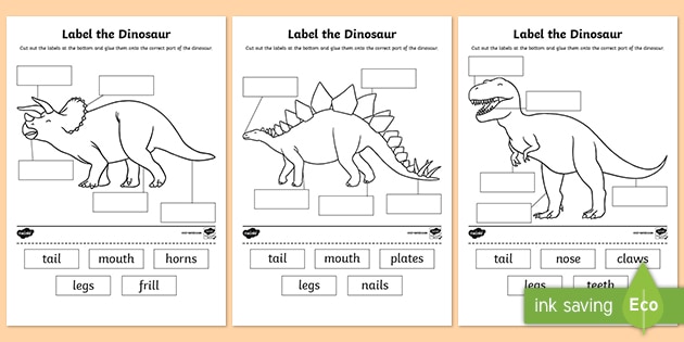 label the dinosaur worksheet primary resources