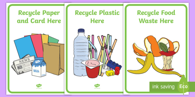 Recycling Classroom Bins Posters ESL Resources