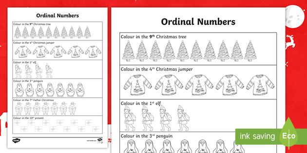 christmas-ordinal-numbers-worksheet