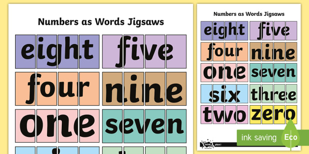 Numbers As Words Jigsaw Activity Zero Nine Teacher Made