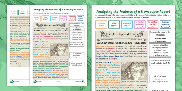 KS2 Analysing the Features of a Newspaper Report: Example Text from the