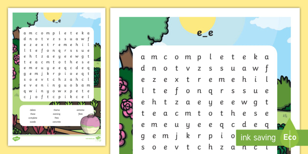 'e-e' Split Digraph Worksheet | Word Search | Print & Use!