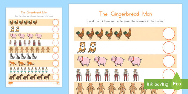 My Gingerbread Man Count and Color Book Number 1-10 for Pre-K/Kindergarten