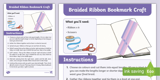 FREE! - Braided Ribbon- Bookmark Ideas Craft (teacher made)