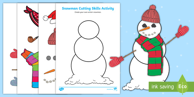 Snowman Cutting Activity | KS1/EYFS Twinkl Primary Resources