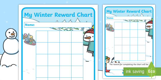 Winter Themed 0 10 Sticker Stamp Reward Chart