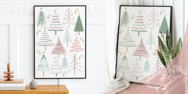 Christmas Trees Pattern Pastel Colours Poster (teacher Made)