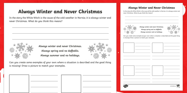 Always Winter Creative Writing Worksheet Worksheet