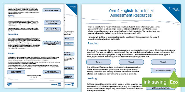 English　Year　Resources　Assessment　Tutor　Initial　Twinkl
