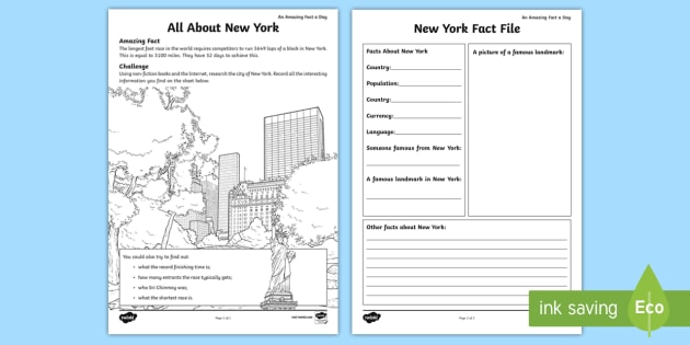 All about New York Worksheet / Activity Sheet - research new york, internet
