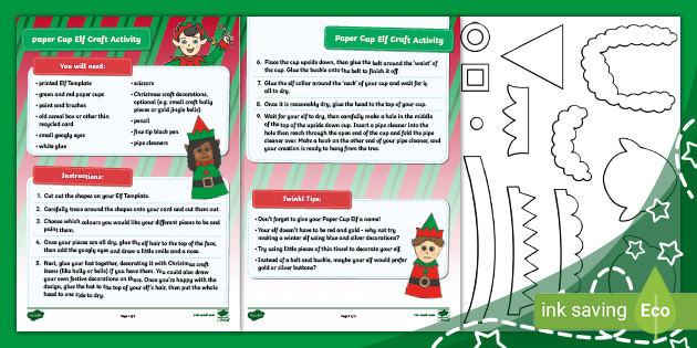 Paper Cup Elf Craft Activity