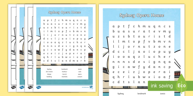 Sydney Opera House Word Search (teacher made)