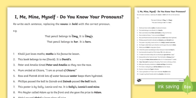 Lks2 Grammatical Consistency Using Pronouns Worksheet Worksheet