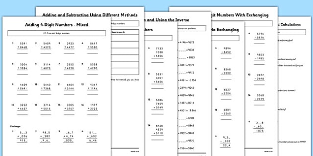 addition and subtraction worksheet grade 4 teacher made