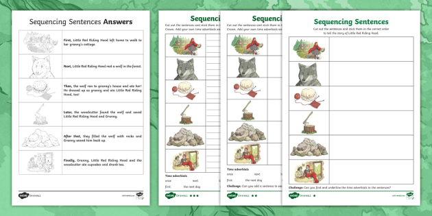 Sequencing Sentences Little Red Riding Hood Differentiated Worksheets