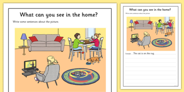 at home scene writing stimulus picture worksheet worksheet worksheet