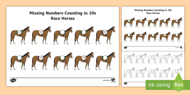 missing numbers racehorses counting worksheet worksheet