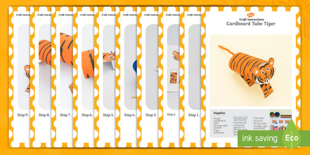 Cardboard Tube Tiger Craft Instructions - craft, cardboard