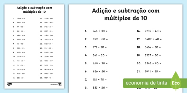 Números múltiplos de 1 a 10. tabuada para aprender a multiplicação