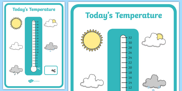 Todays Temperature Thermometer Display Recording Sheet