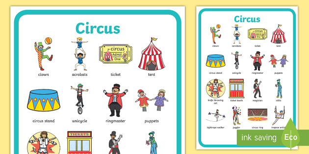 circus vocabulary poster vocab display poster circus