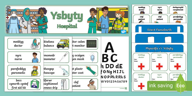 Hospital Role Play Pack Welsh English