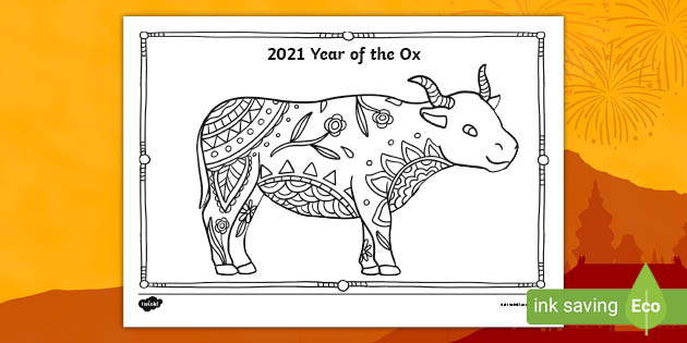Download Year Of The Ox Chinese New Year Mindfulness Colouring Page
