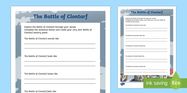 The Battle of Clontarf Sensory Poem Worksheet
