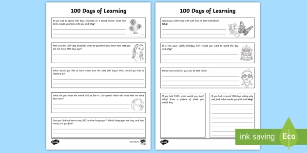 100 Days of Learning Worksheet / Worksheet (teacher made)