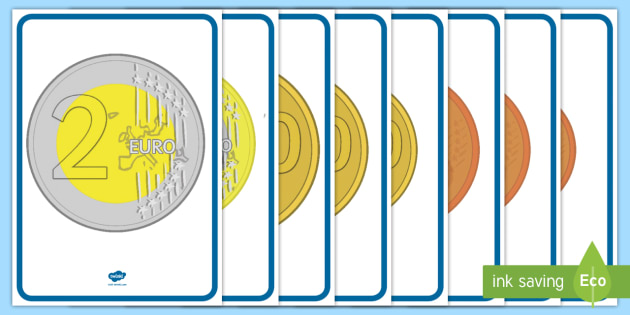 Monete euro a grandezza naturale Attività - Twinkl