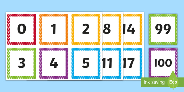 square number cards numbering