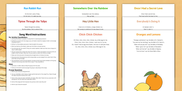 Pancake Day Song Word Instructions for Activity Coordinators