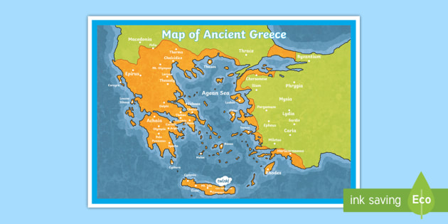 Ancient Greece Map Labeled Map of Ancient Greece Display Poster (teacher made)