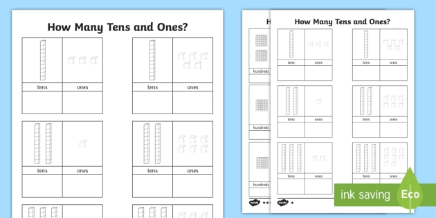 kindergarten for worksheet numbers composing Tens and Worksheet Ones numeracy, count,  counting maths aid,