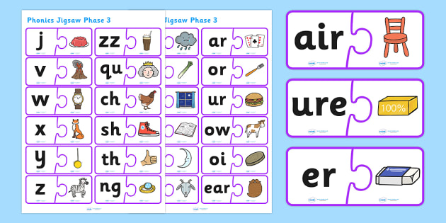 worksheets phonics 4 phase twinkl three, phases phase 3, 3 Jigsaw Phonics  phase Phase