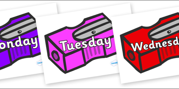 Days of the Week on Pencil Sharpeners