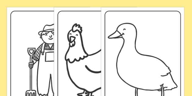 Farmer And Duck Colouring Sheets