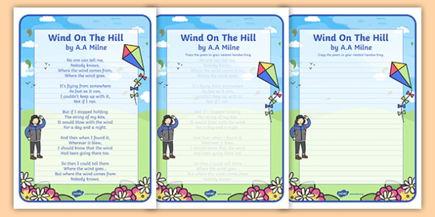 Wind on the Hill KS2 Handwriting Poems - wind on the hill, ks2