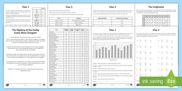 Uks2 The Mystery Of The Guilty Gameshow Gangster Maths Game