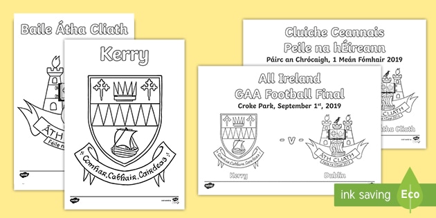 All Ireland GAA Football Final 2019 County Crest Colouring Sheets